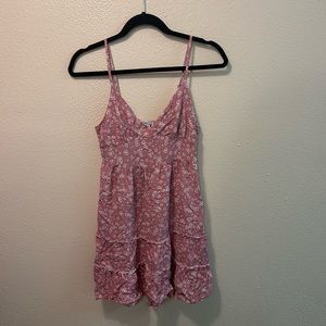 pink and white floral dress